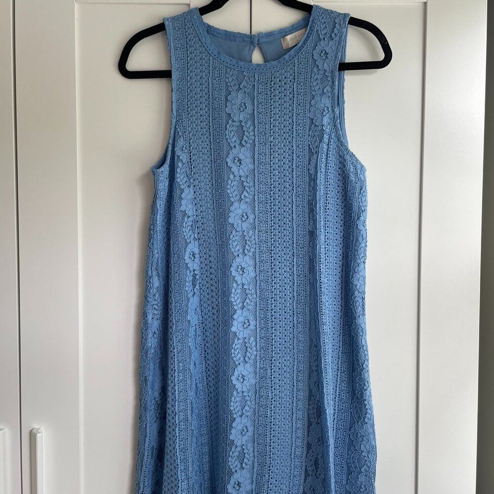 Altar'd State Light Blue Lace High Neck Sleeveless Dress
